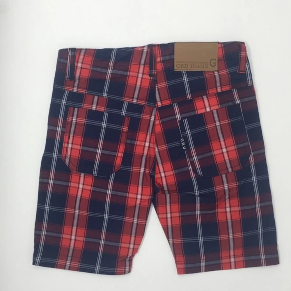 Girandola Toddler Boys Red Navy Blue Plaid Shorts